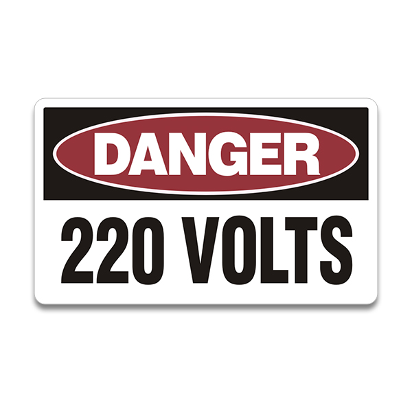 220 Volts Warning Danger Electrical Wire Shock Hazard Vinyl Sticker Decal Rotten Remains