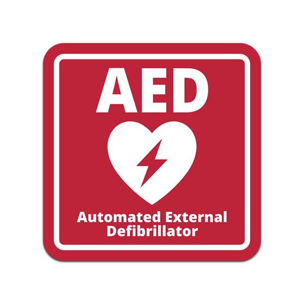 AED Automated External Defibrillator sticker 3 pack 100mm water/fade proof vinyl 
