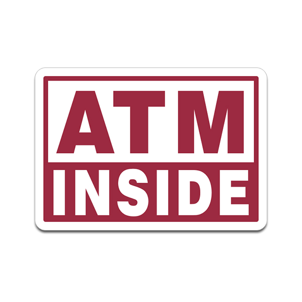 ATM Inside Bank Cash Money Window Door Vinyl Sticker Decal Rotten Remains