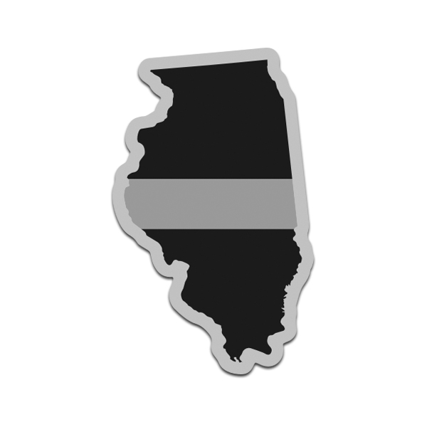 Illinois State Thin Silver Line Decal IL Corrections Vinyl Sticker Rotten Remains