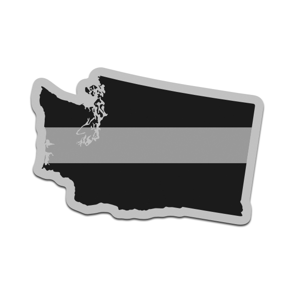 Washington State Thin Silver Line Decal WA Corrections Vinyl Sticker Rotten Remains