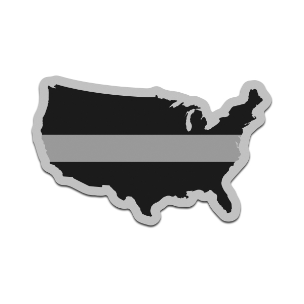 USA Map Thin Silver Line Decal United States Corrections Sticker Rotten Remains