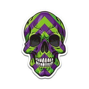 Chevron Green Purple Skull Sticker Decal Witch Halloween