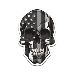 American Thin Gray Line Skull Sticker Decal USA Corrections