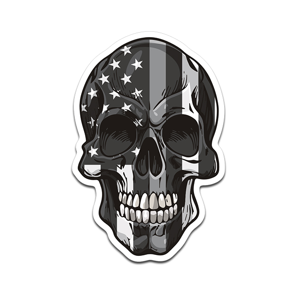 American Thin Gray Line Skull Sticker Decal USA Corrections