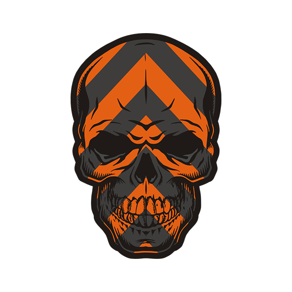 Orange Chevron Skull Firefighter Sticker Decal V4 Rotten Remains