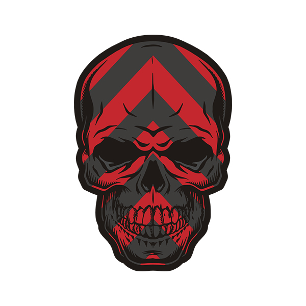 Red Chevron Skull Firefighter Sticker Decal V4 Rotten Remains