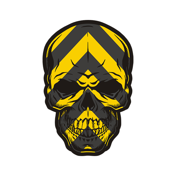 Yellow Chevron Skull Firefighter Sticker Decal V4 Rotten Remains