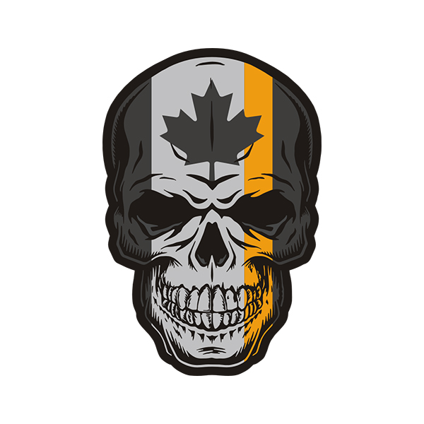 Canada Thin Gold Line Flag Skull Dispatcher Sticker Decal V4 Rotten Remains