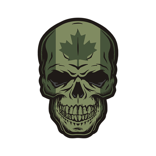 Canada OD Olive Flag Skull Military Armed Forces Sticker Decal V4 Rotten Remains