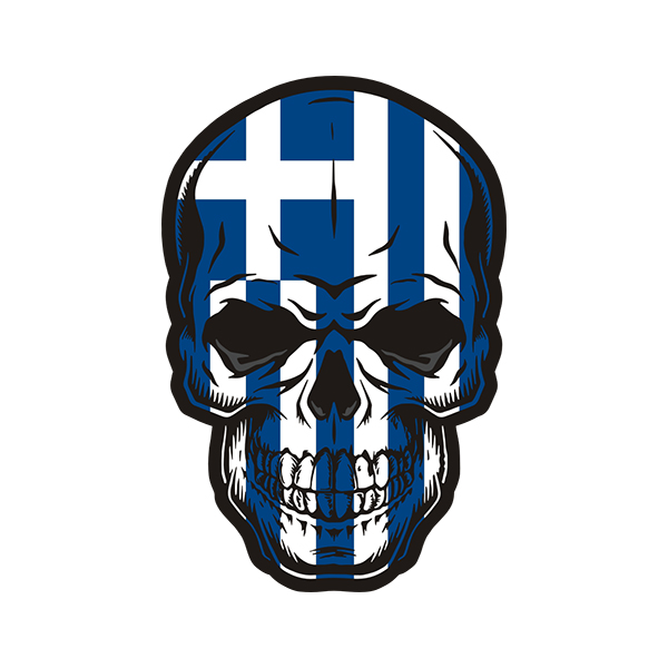 Greece Flag Skull Greek Sticker Decal V4 Rotten Remains