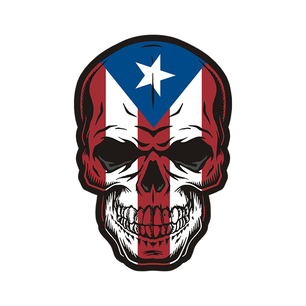 Puerto Rico Flag Skull Sticker Decal V4 Rotten Remains