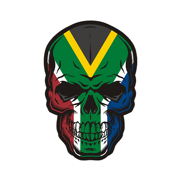 South Africa Flag Skull African Sticker Decal V4 Rotten Remains
