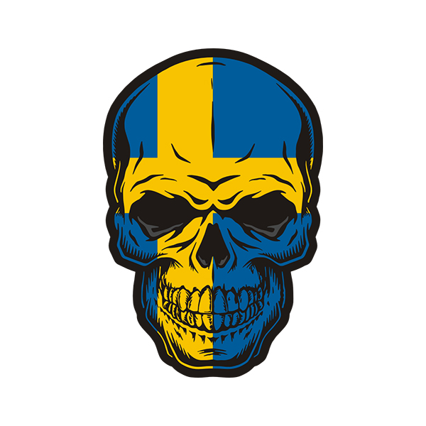 Sweden Flag Skull Swedish Nordic Scandinavian Sticker Decal V4 Rotten Remains
