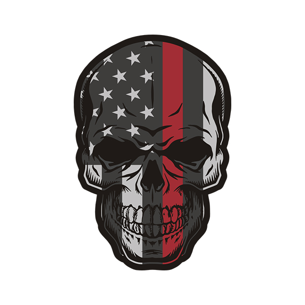 Rugged American Flag Skull Red Line Vinyl Sticker Decal Fire Fighter usa 