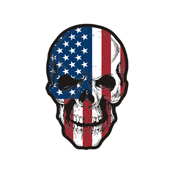 American Flag Skull USA United States RWB Sticker Decal V2 Rotten Remains