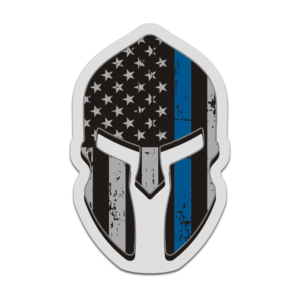 American Flag Thin Blue Line Spartan Helmet Decal Police Sticker Rotten Remains