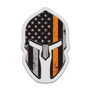 American Flag Thin Orange Line Spartan Helmet Decal SAR Sticker Rotten Remains