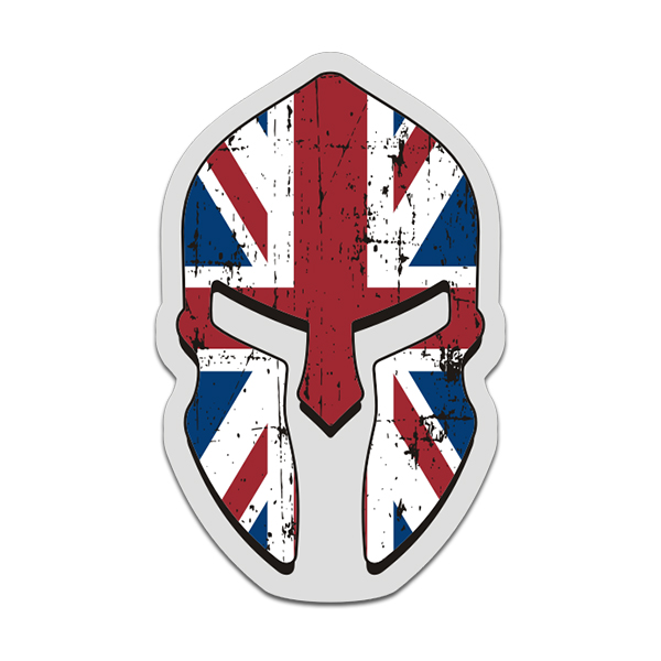 British Union Jack Flag Spartan Helmet Decal Great Britain UK Sticker Rotten Remains