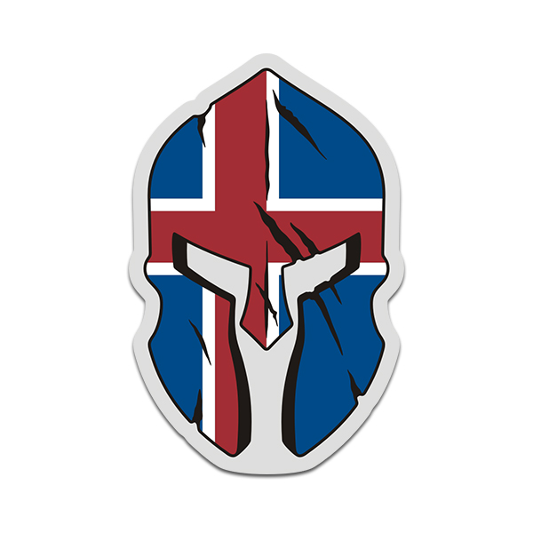Iceland Flag Spartan Helmet Icelandic Nordic Scandinavian Sticker Decal V3 Rotten Remains