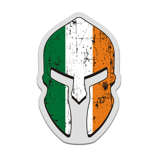 Ireland Flag Spartan Helmet Decal Irish Celtic Sticker Rotten Remains