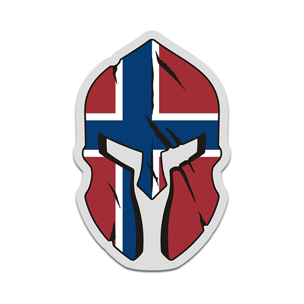 Norway Flag Spartan Helmet Norwegian Nordic Scandinavian Sticker Decal V3 Rotten Remains