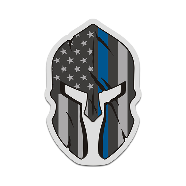 Thin Blue Line Spartan Helmet Decal - American Strong