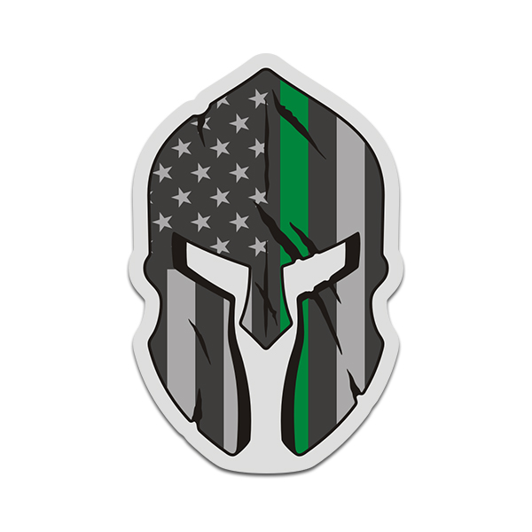American Thin Green Line Flag Spartan Helmet Federal Military Sticker Decal V3 Rotten Remains
