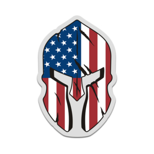 American Flag Spartan Helmet United States USA U.S. Sticker Decal V3 Rotten Remains