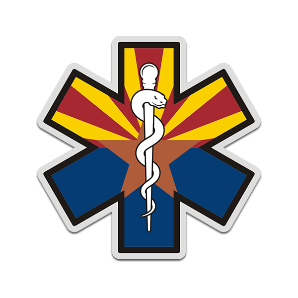Arizona State Flag Star of Life AZ EMT Paramedic EMS Sticker Decal Rotten Remains
