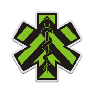 Black Green Chevron Star of Life EMT Paramedic EMS Sticker Decal Rotten Remains
