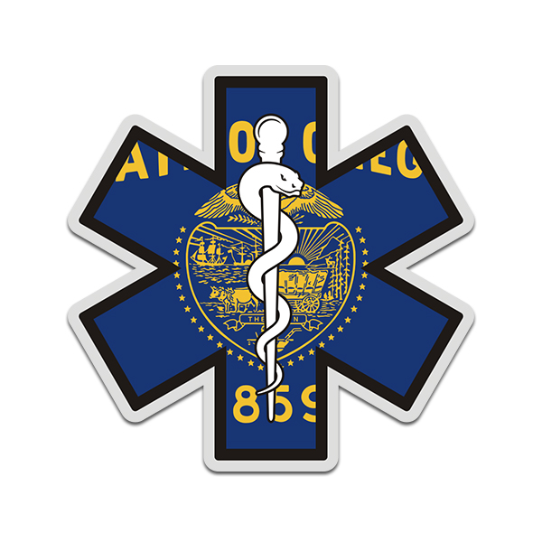Oregon State Flag Star of Life OR EMT Paramedic EMS Sticker Decal Rotten Remains