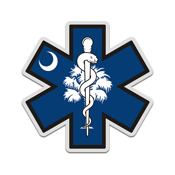South Carolina State Flag Star of Life SC EMT Paramedic EMS Sticker Decal Rotten Remains