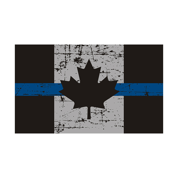 Tattered Thin Blue Line Canada Subdued Flag Canadian Sticker Decal - Rotten  Remains
