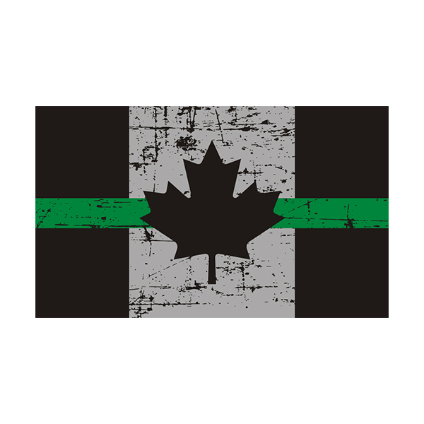 Tattered Thin Green Line Canada Subdued Flag Canadian Sticker Decal Rotten Remains