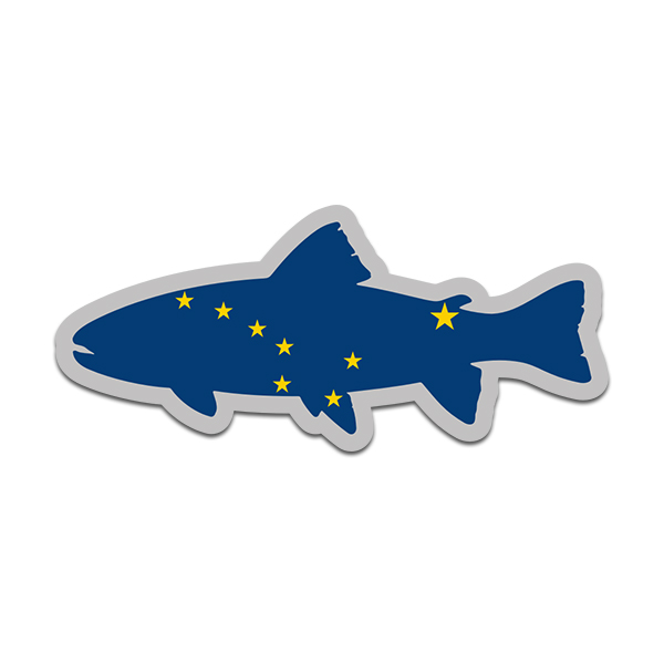 Alaska State Flag Trout Fish Decal AK Fly Fishing Sticker - Rotten