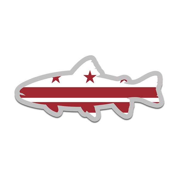 Washington D.C. State Flag Trout Fish Decal Fly Fishing Sticker Rotten Remains