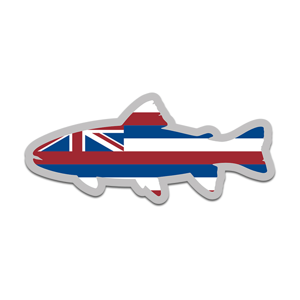 Hawaii State Flag Trout Fish Decal HI Fly Fishing Sticker Rotten Remains
