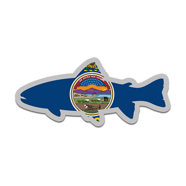 Kansas State Flag Trout Fish Decal KS Fly Fishing Sticker Rotten Remains