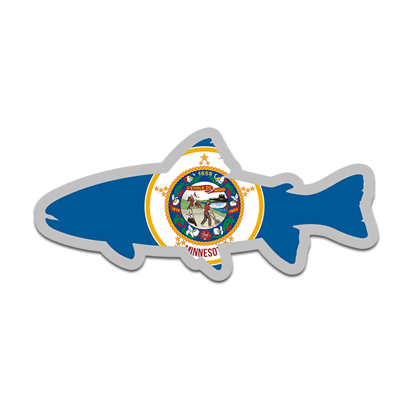 Minnesota State Flag Trout Fish Decal MN Fly Fishing Sticker Rotten Remains