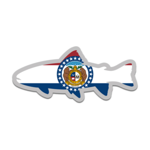 Missouri State Flag Trout Fish Decal MO Fly Fishing Sticker Rotten Remains