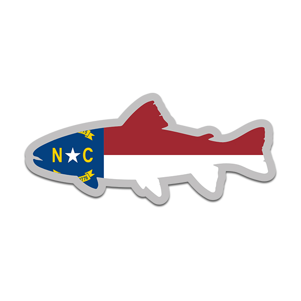 North Carolina State Flag Trout Fish Decal NC Fly Fishing Sticker Rotten Remains