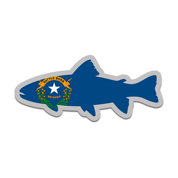 Nevada State Flag Trout Fish Decal NV Fly Fishing Sticker Rotten Remains
