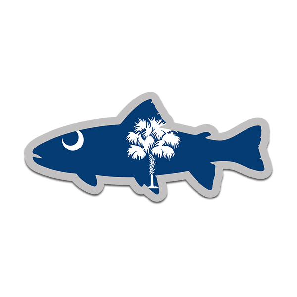 South Carolina State Flag Trout Fish Decal SC Fly Fishing Sticker Rotten Remains