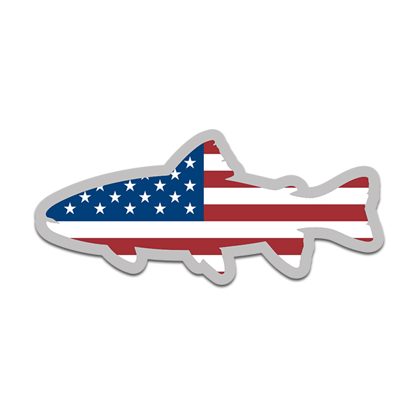 American Flag Trout Fish Decal USA United States Fly Fishing