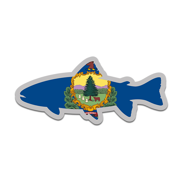 Vermont State Flag Trout Fish Decal VT Fly Fishing Sticker Rotten Remains