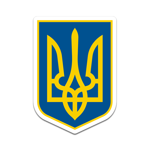 Ukraine Coat of Arms Sticker Decal Ukrainian Blue Shield Yellow Trident Tryzub Rotten Remains