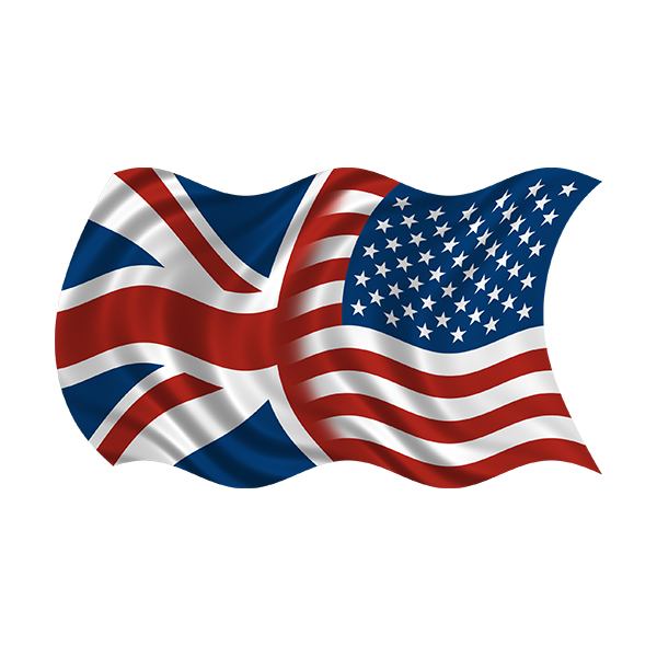 American British Waving Flag Decal USA Union Jack Britain Sticker (LH) Rotten Remains