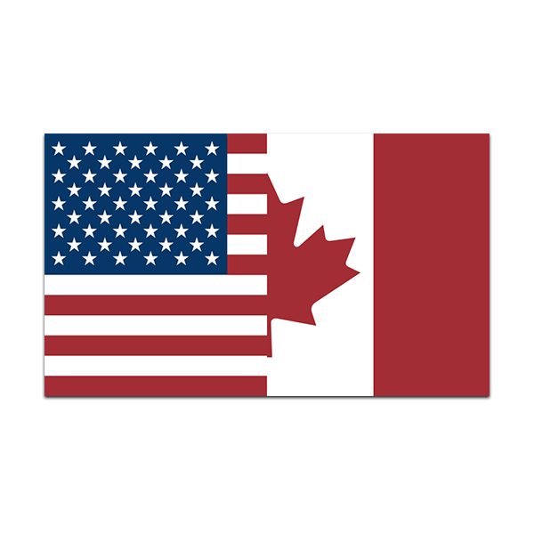 e2m American Canadian Waving Flag Decal Sticker USA Canada Car Vinyl RH