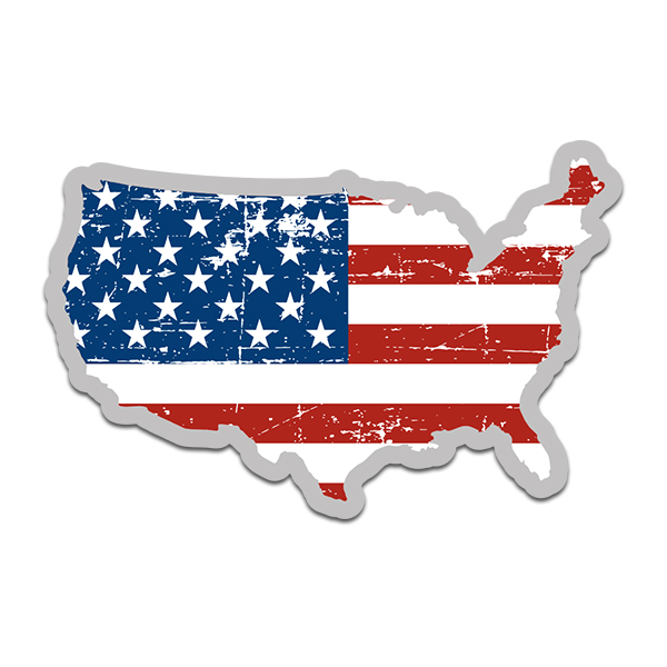 United States Map Shaped Flag Decal America USA Map American Vinyl Sticker Rotten Remains